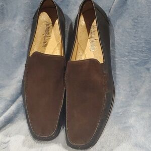 Neiman Marcus brown and black suede leather loafer